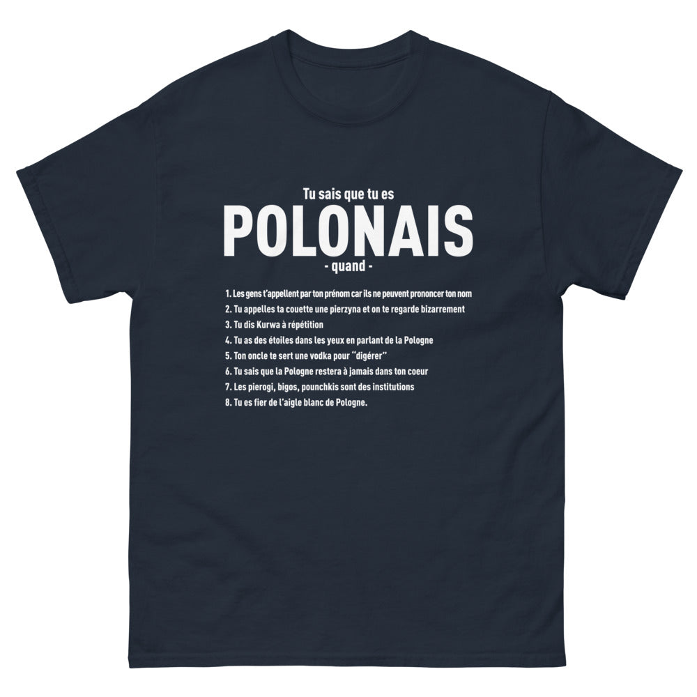 T-shirt Pologne marine - Humour sur la pierzyna et kurwa