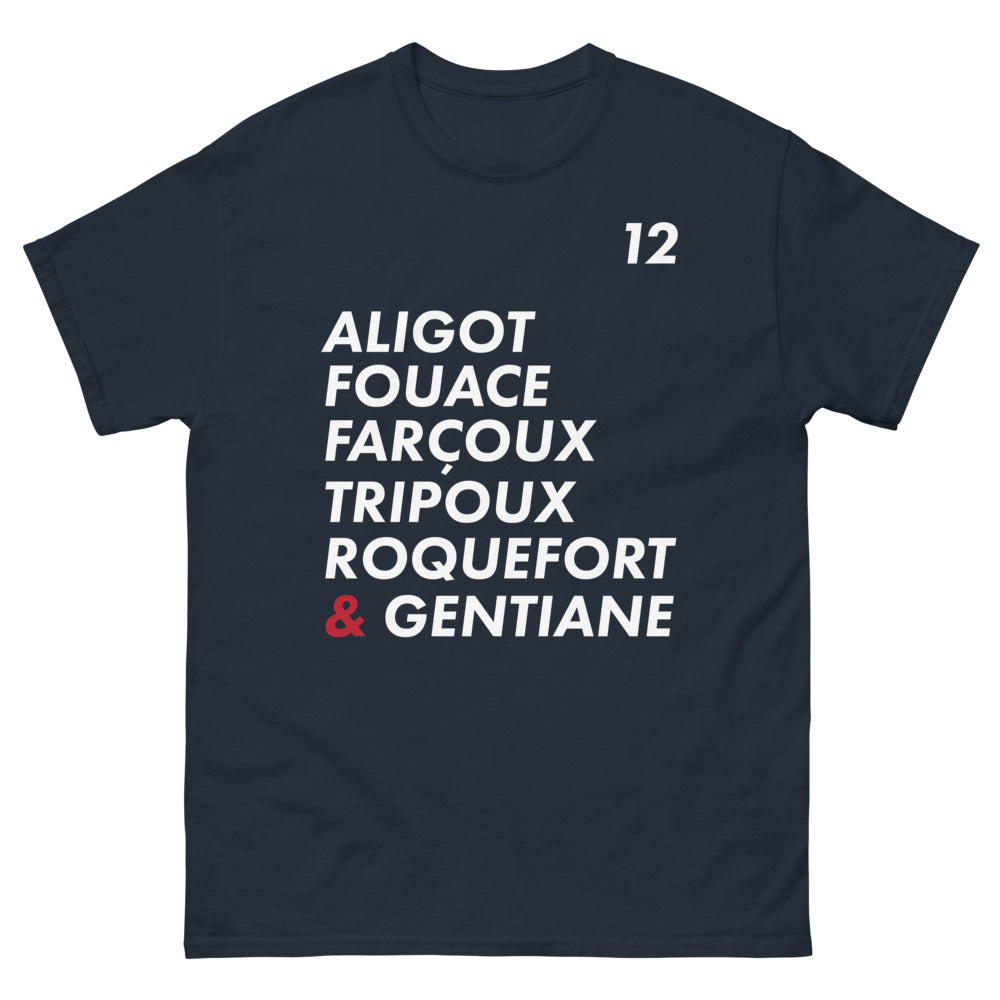 T-shirt Aveyron marine - hommage à l'aligot et roquefort