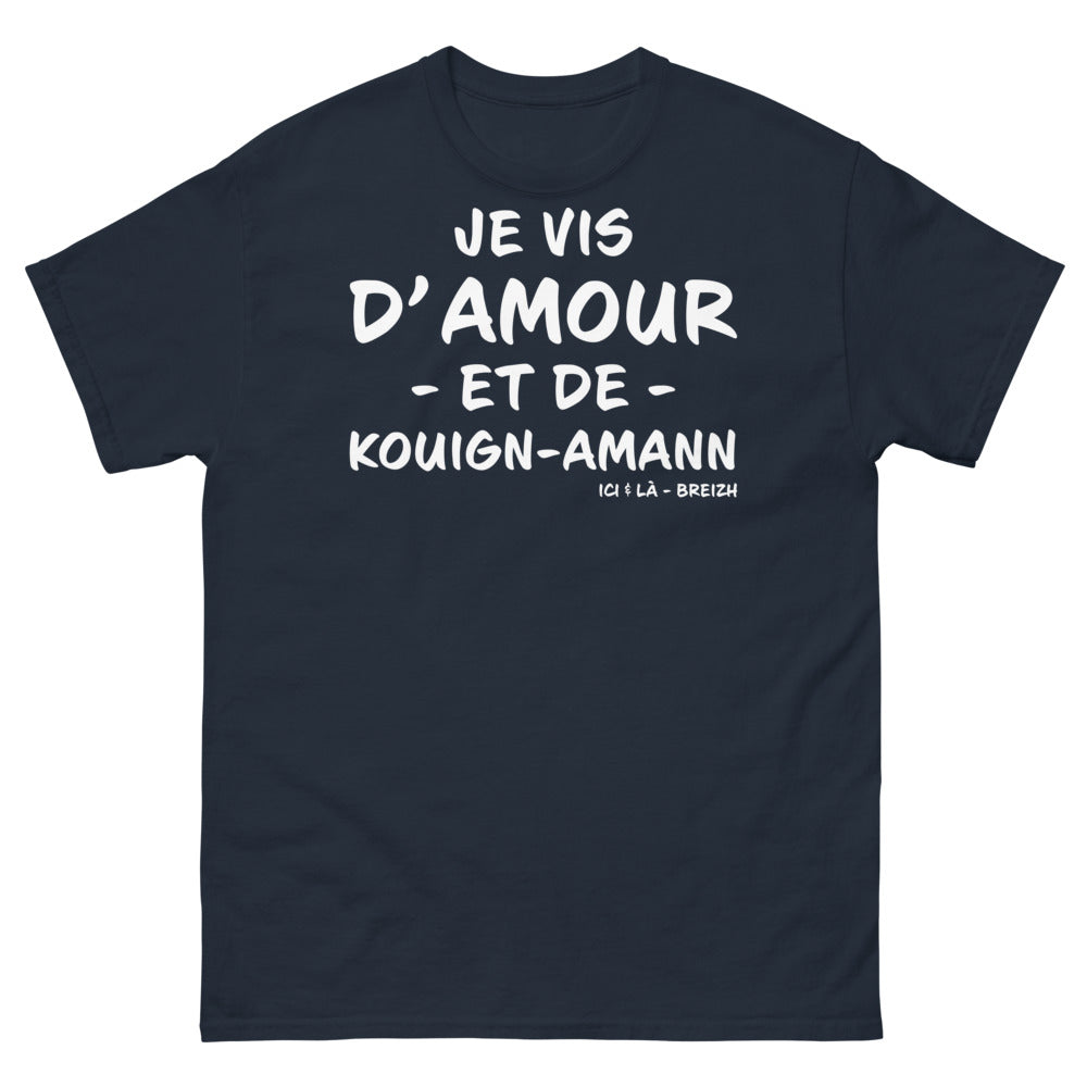 T-shirt Bretagne marine - Je vis d'Amour et de Kouign Amann