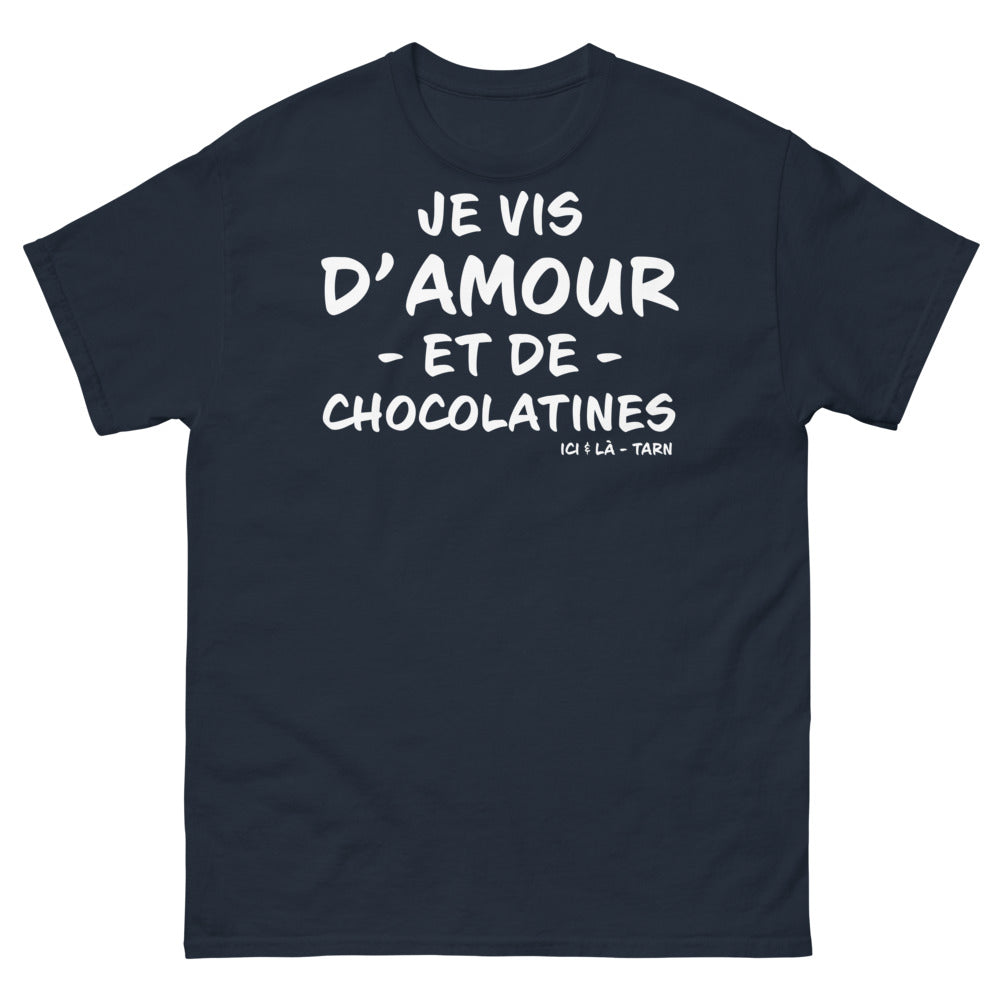 T-shirt Tarn marine - Je vis d'amour et de chocolatines