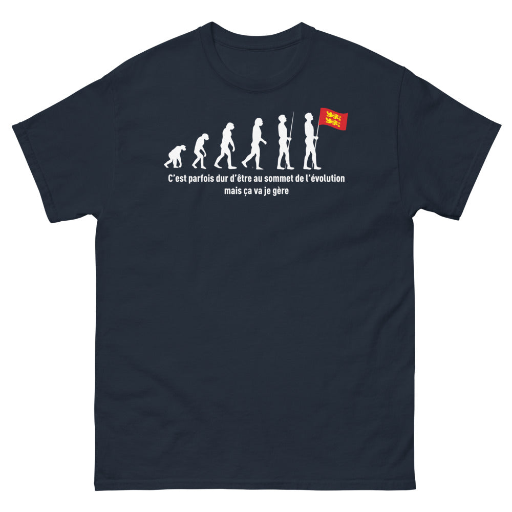 T-shirt Évolution noir dos - C'est parfois dur d'être au sommet