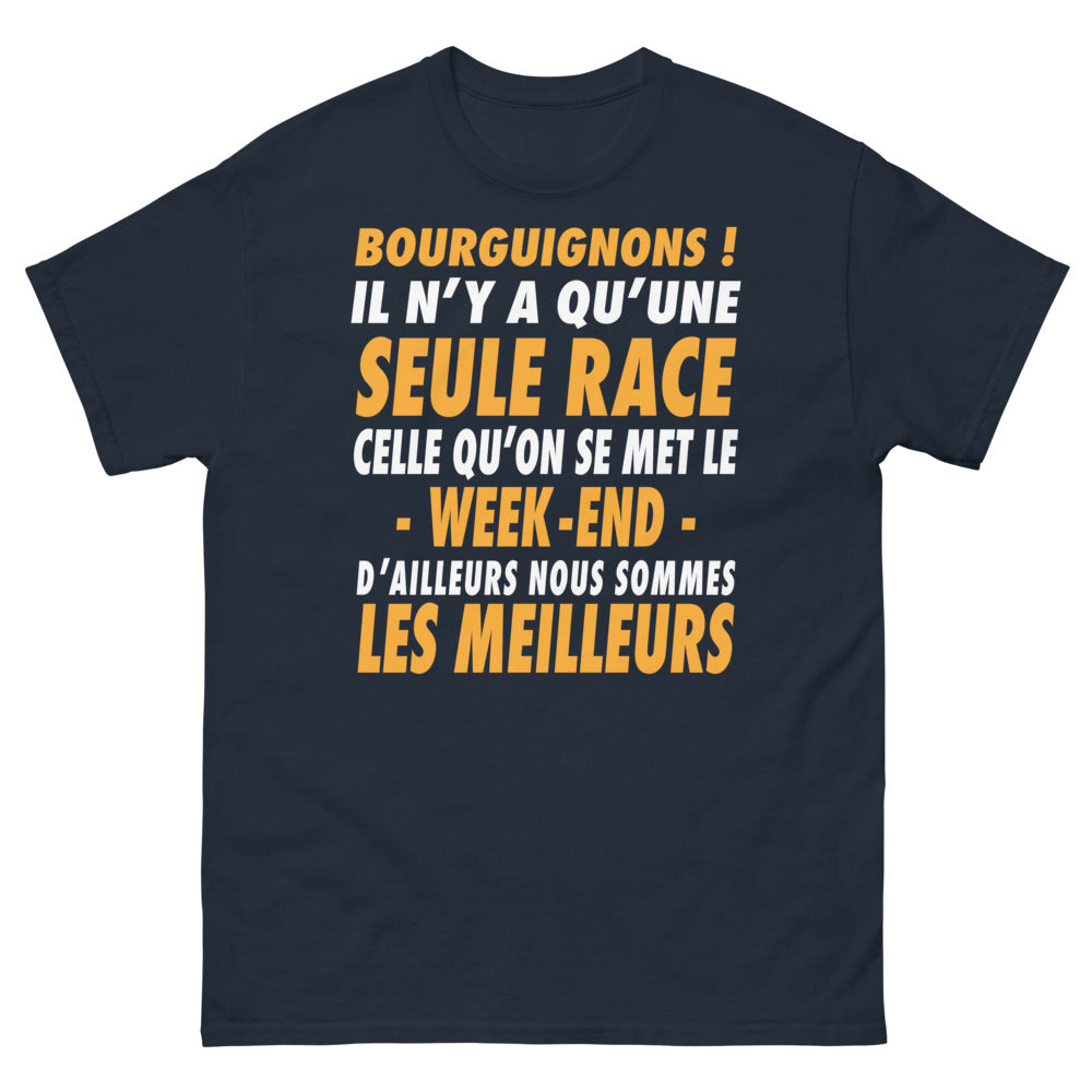 T-shirt Bourgogne marine - Les Bourguignons, la seule race qu'on se met le week-end !