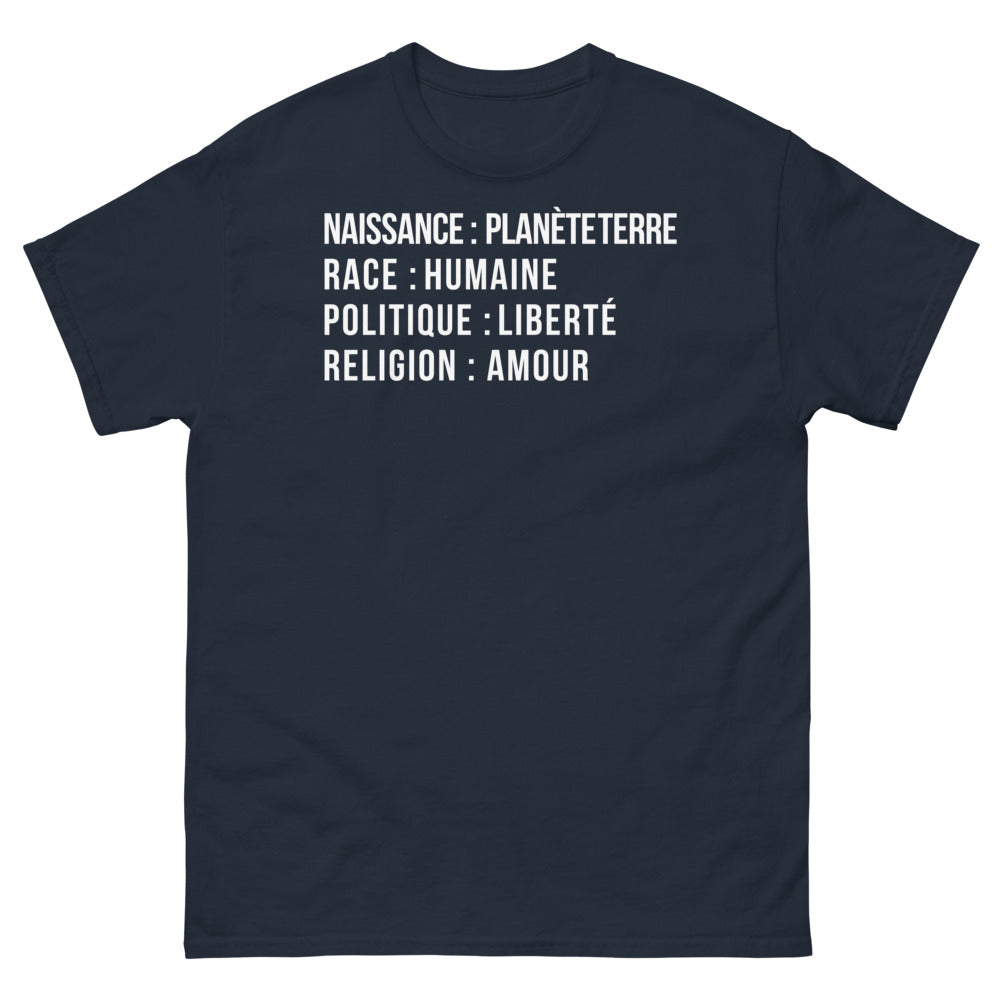 T-shirt Origines Humaines marine - Liberté, Amour et Politique