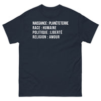 Thumbnail for T-shirt Origines Humaines marine - Liberté, Amour et Politique
