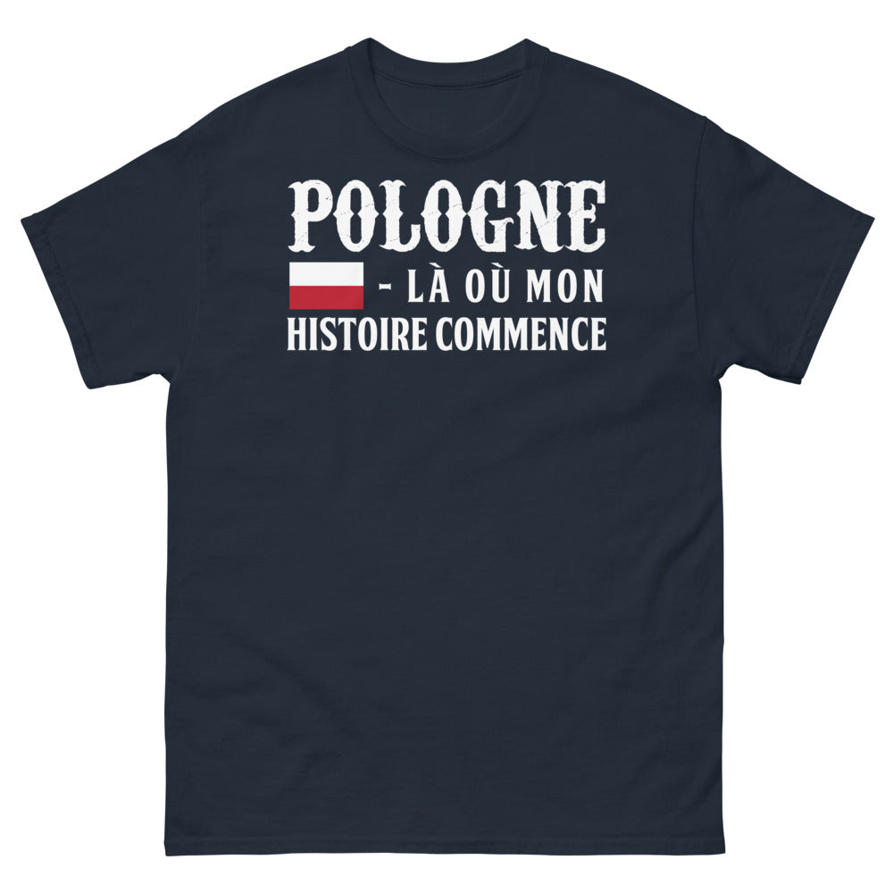 T-shirt Pologne marine - Là où mon histoire commence