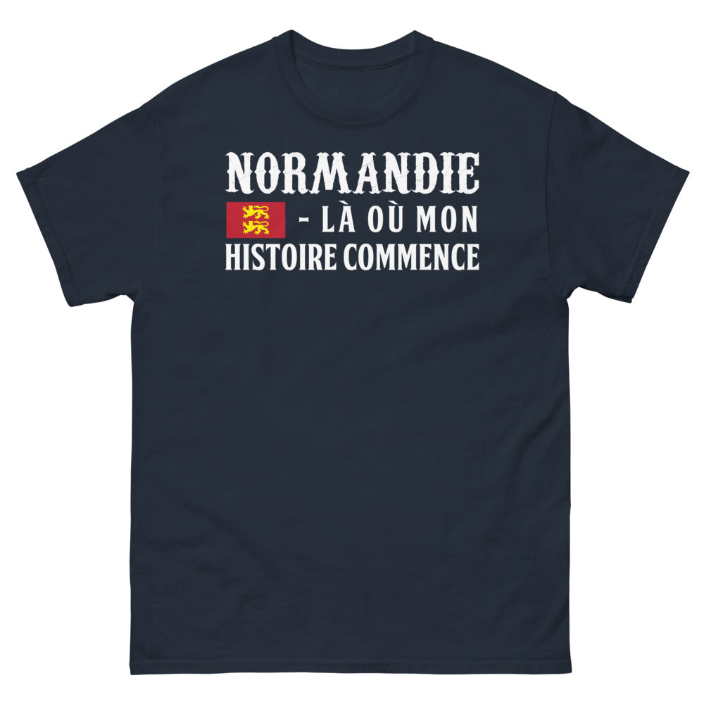 T-shirt Normandie marine - Là où mon histoire commence