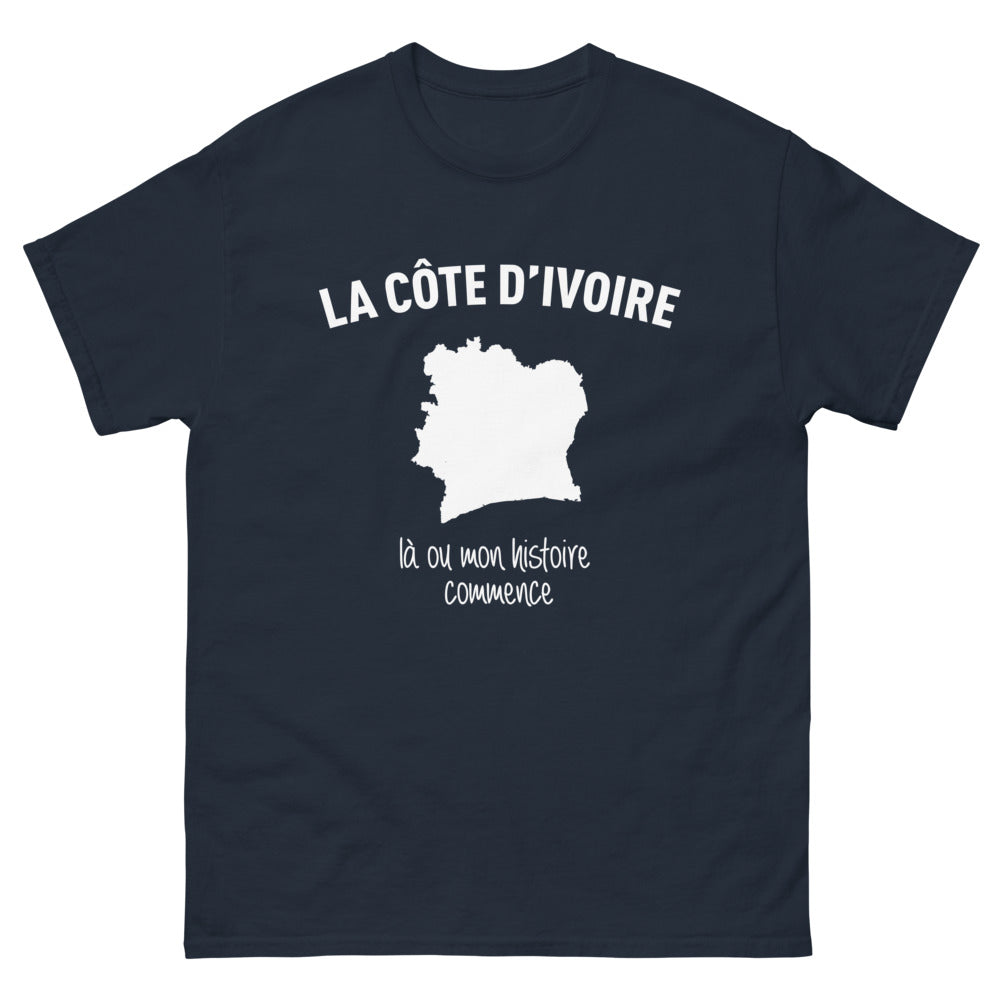 T-shirt Côte d'Ivoire marine - Là où mon histoire commence