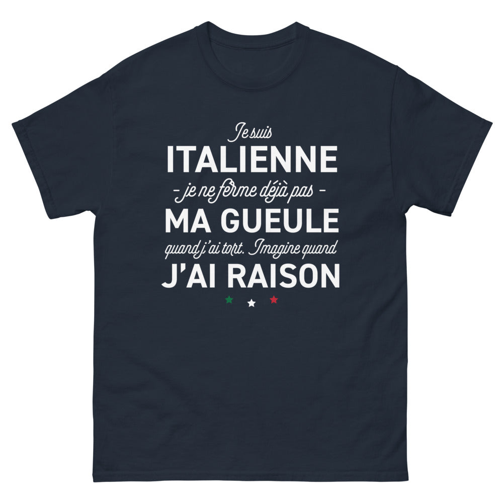 T-shirt Italie marine - Je suis italienne, je ne ferme pas ma gueule