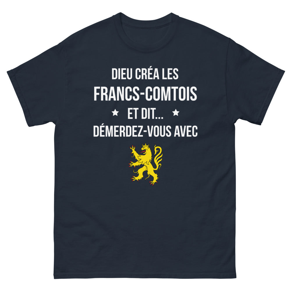 T-shirt Franc-Comtois marine - Dieu créa les Francs-Comtois