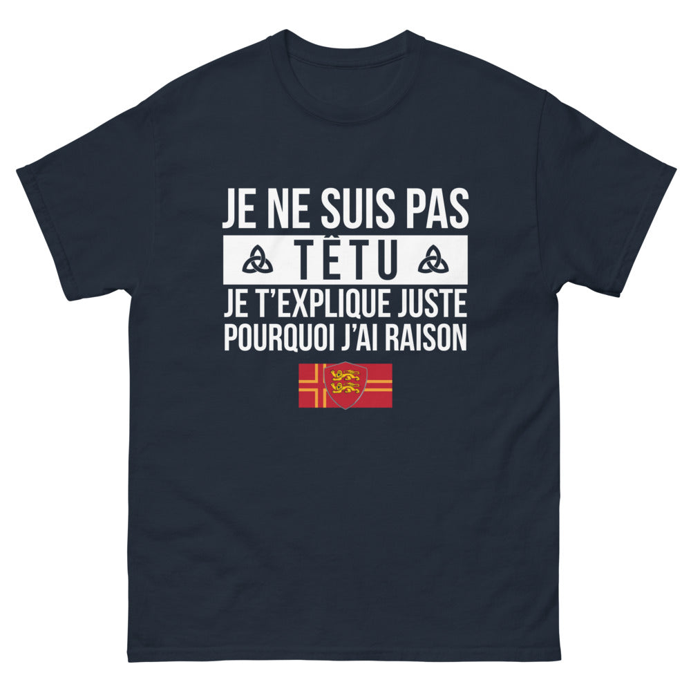 T-shirt humour français marine - Je ne suis pas têtu, j'ai raison
