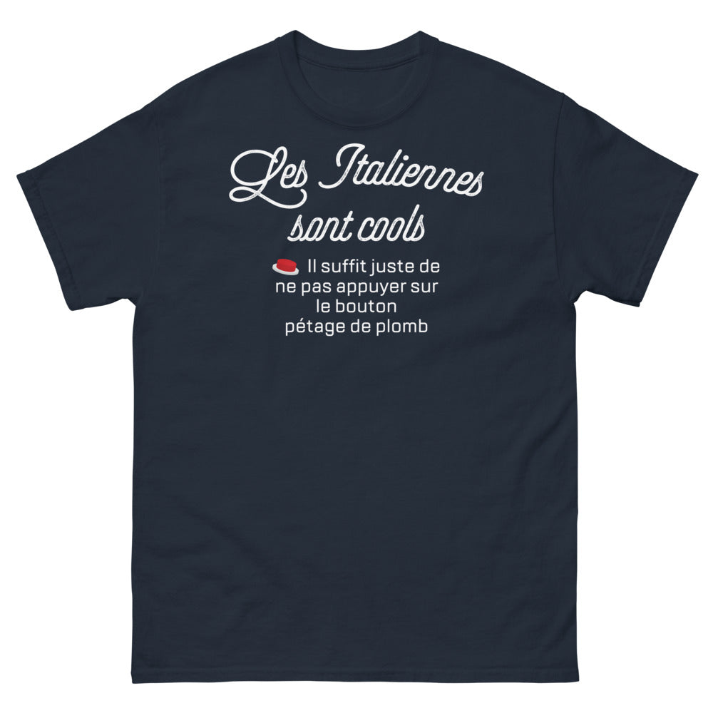 T-shirt Italie marine - Ne pas appuyer, humour pétage de plomb