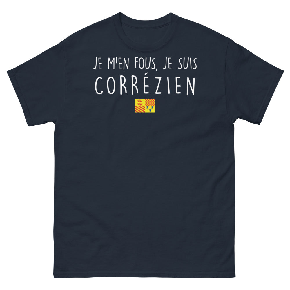 T-shirt Corrèze marine - Je m'en fous, je suis Corrézien