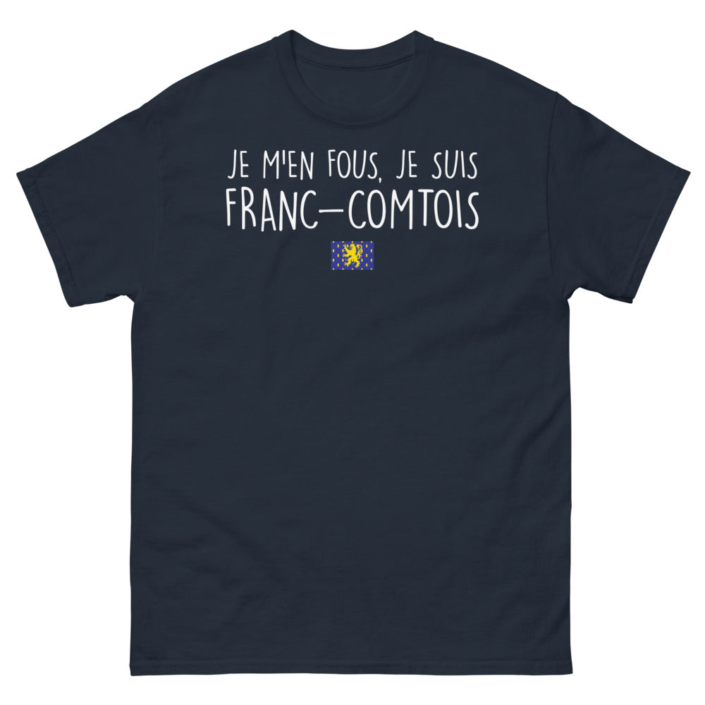 T-shirt Franc-Comtois marine - Je m'en fous, je suis Franc-Comtois