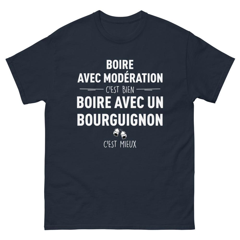 T-shirt Bourgogne marine - Boire avec modération, c'est bien