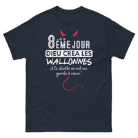 Thumbnail for T-shirt Wallon marine - Le 8ème jour, Dieu créa les Wallonnes