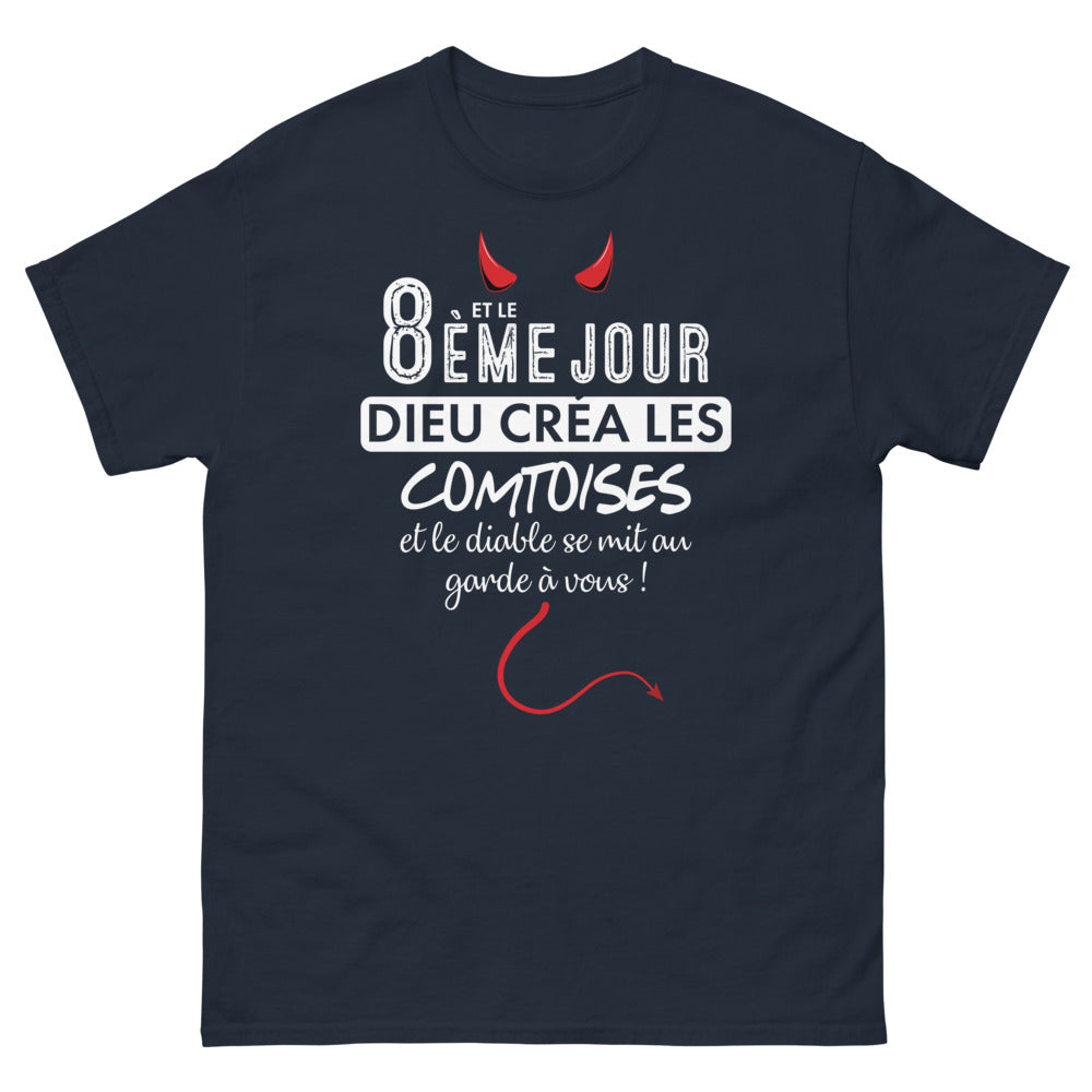 T-shirt Comtois marine - Dieu créa les Comtoises et le Diable en trembla
