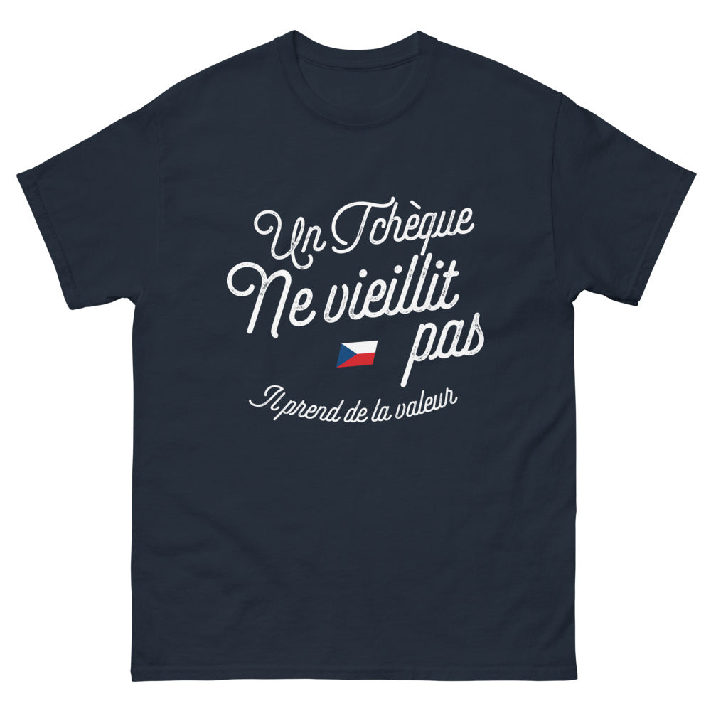 T-shirt Tchèque marine - Un tchéque ne vieillit pas, il prend de la valeur