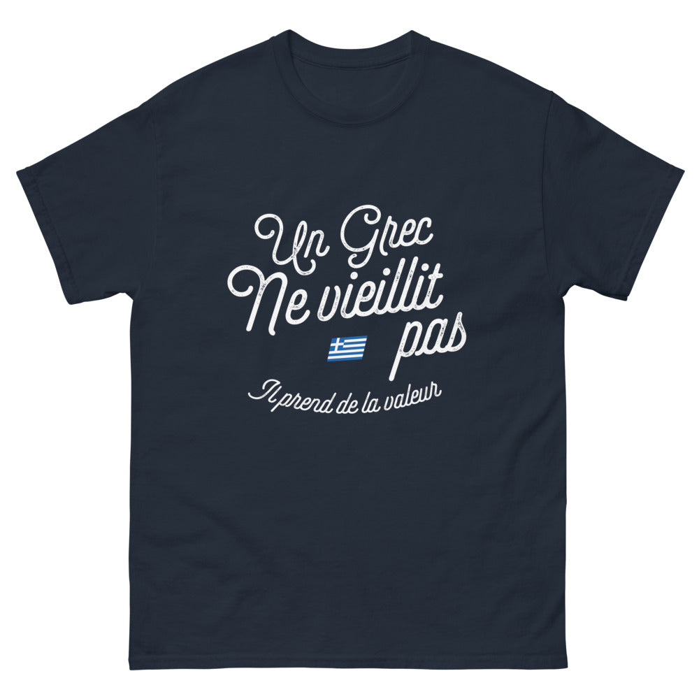 T-shirt Grec marine - Un Grec ne vieillit pas, il prend de la valeur