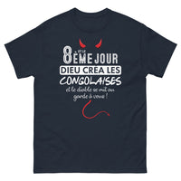 Thumbnail for T-shirt Congo marine - Dieu créa les Congolaises