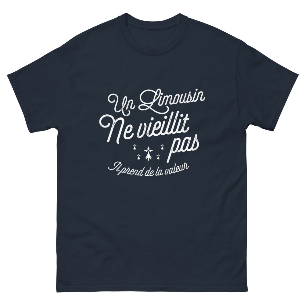 T-shirt Limousin marine - Un Limousin ne vieillit pas, il prend de la valeur
