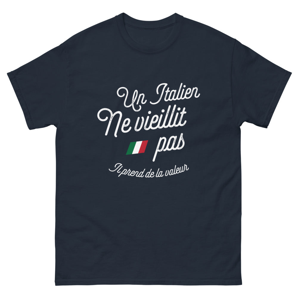 T-shirt Italie bleu marine - Un Italien ne vieillit pas, il prend de la valeur