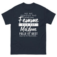Thumbnail for T-shirt Moldave marine - Ne me drague pas, j'aime ma femme
