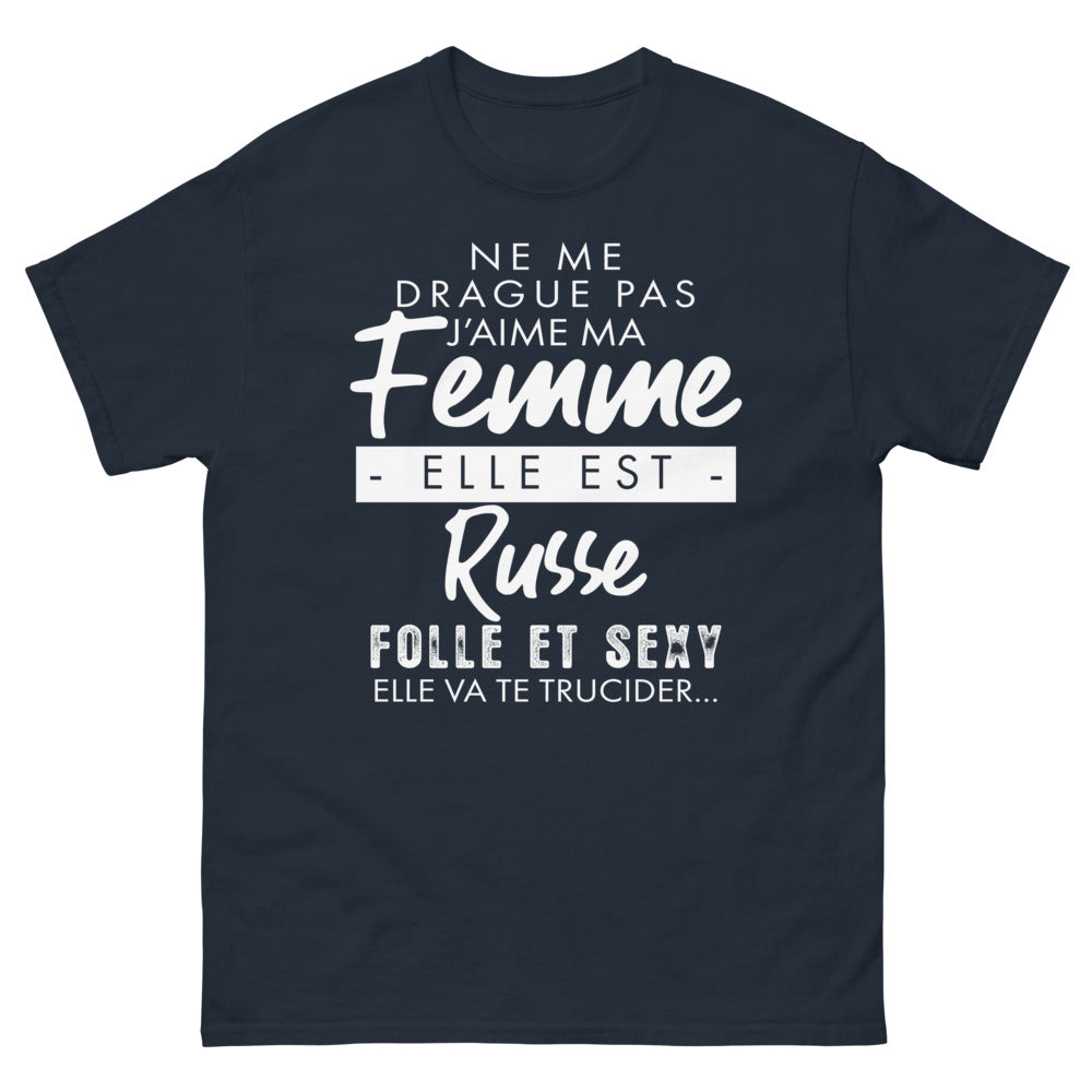 T-shirt Russie marine - Ne me drague pas, j'aime ma femme