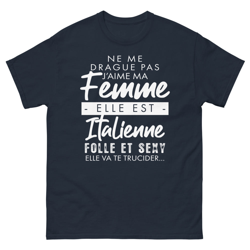 T-shirt Italie marine - Folle, sexy et fière d'être italienne