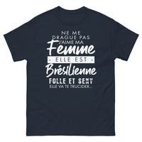 Thumbnail for T-shirt Brésil marine - Ne me drague pas, j'aime ma femme