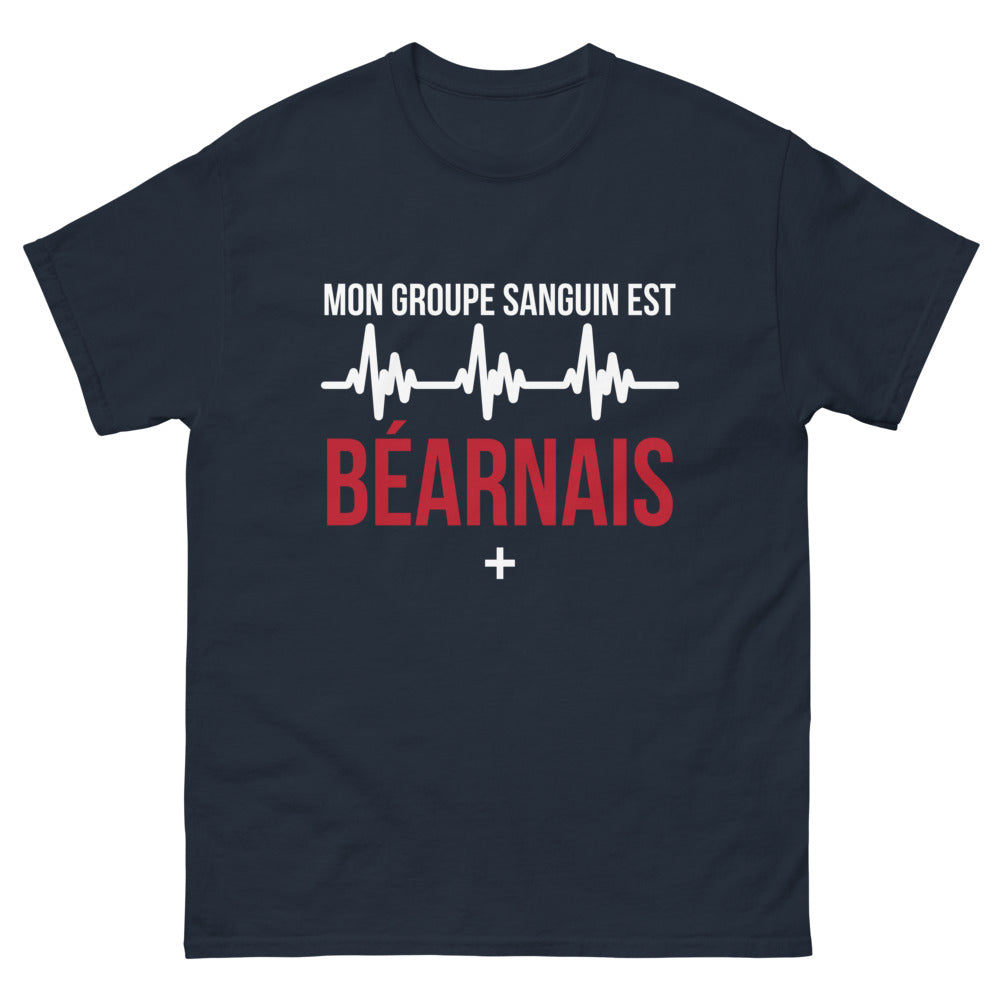 T-shirt Béarnais marine - Mon groupe sanguin est béarnais