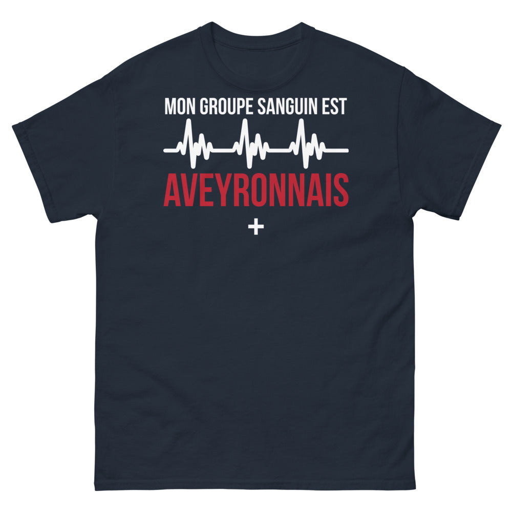 T-shirt Aveyron marine - Mon groupe sanguin est Aveyronnais