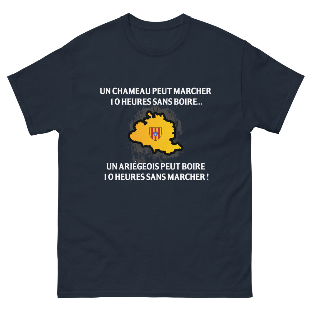 T-shirt Ariège marine - Un chameau peut marcher 10 heures sans boire