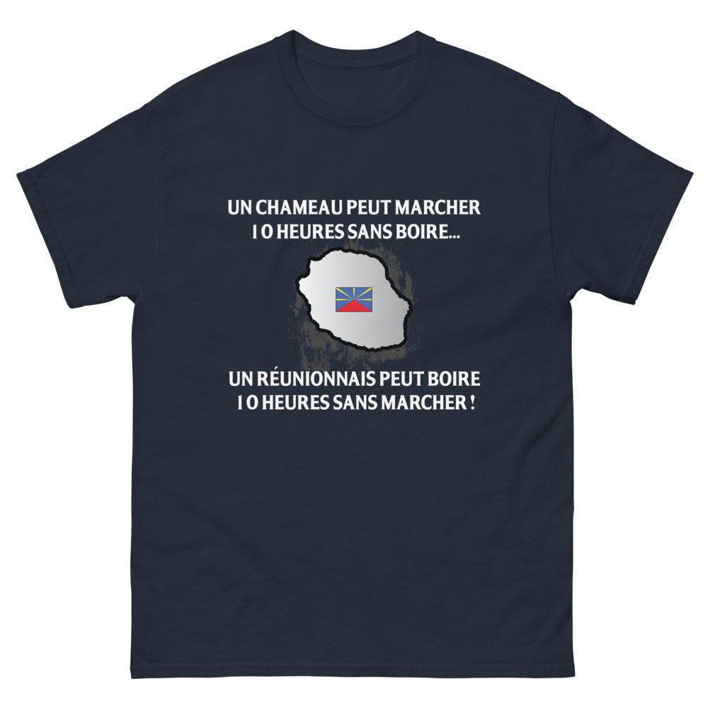 T-shirt Réunionnais marine - Un Réunionnais peut boire 10 heures sans marcher