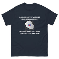 Thumbnail for T-shirt Réunionnais marine - Un Réunionnais peut boire 10 heures sans marcher