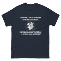Thumbnail for T-shirt Fribourgeois marine - Un chameau peut marcher 10 heures sans boire