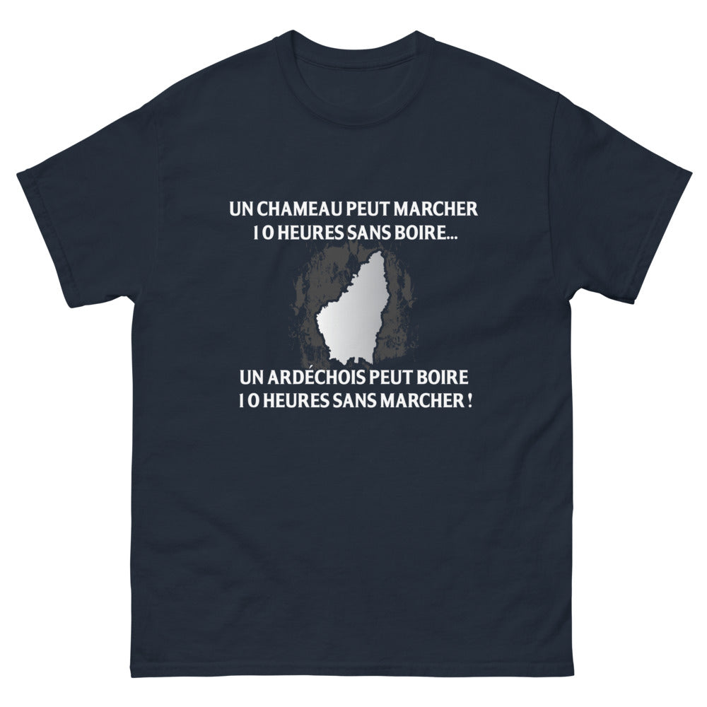 T-shirt Ardéchois marine - Un chameau peut marcher 10 heures sans boire