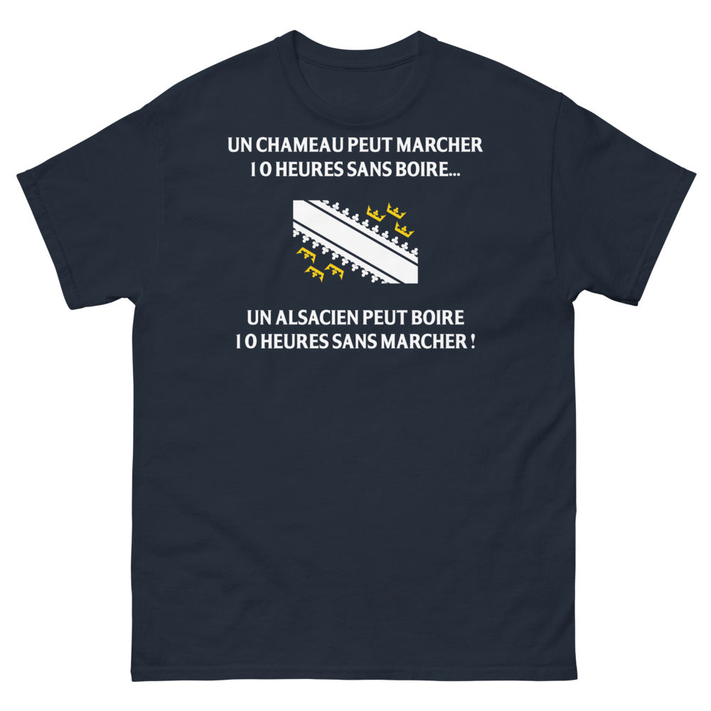 T-shirt Alsacien noir dos - Un chameau peut marcher 10 heures