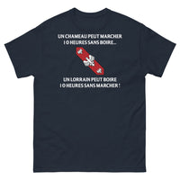 Thumbnail for T-shirt Lorraine marine - Un chameau peut marcher 10 heures sans boire
