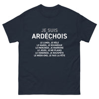 Thumbnail for T-shirt Ardéchois marine - Je suis Ardéchois, je râle du lundi au vendredi