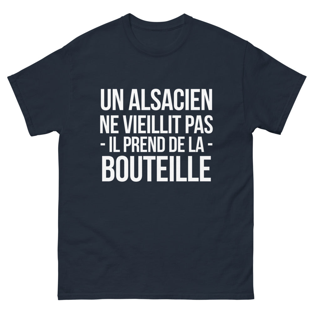 T-shirt Alsacien marine - Ne vieillit pas, il prend de la bouteille