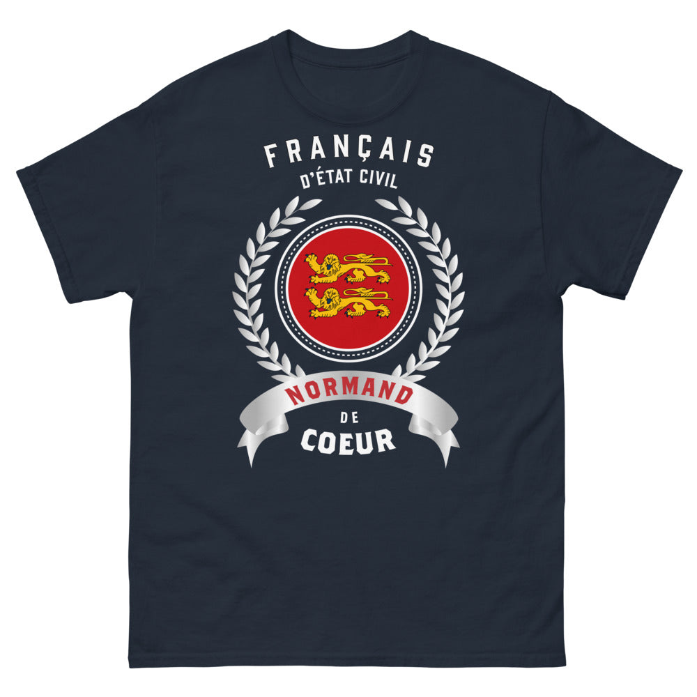 T-shirt Normand marine - Français de cœur, humour normand