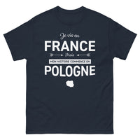 Thumbnail for T-shirt Pologne marine - Je vis en France mais mon histoire commence