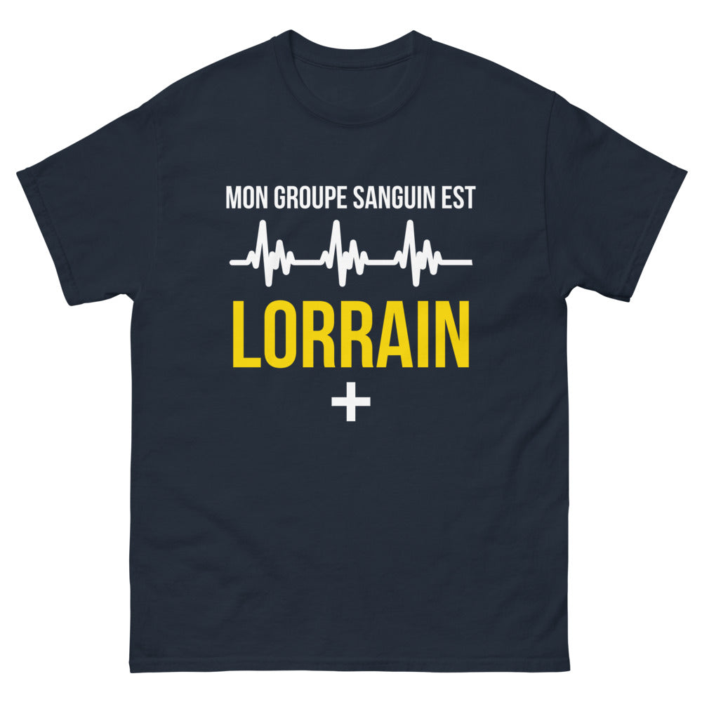 T-shirt Lorraine marine - mon groupe sanguin est lorrain