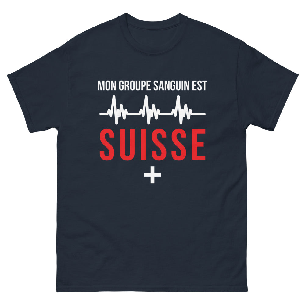 T-shirt Suisse marine - Mon groupe sanguin est Suisse