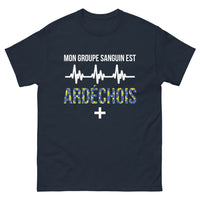 Thumbnail for T-shirt Ardèche marine - Mon groupe sanguin est Ardéchois