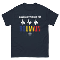 Thumbnail for T-shirt Roumain marine - Mon Groupe Sanguin Est Roumain