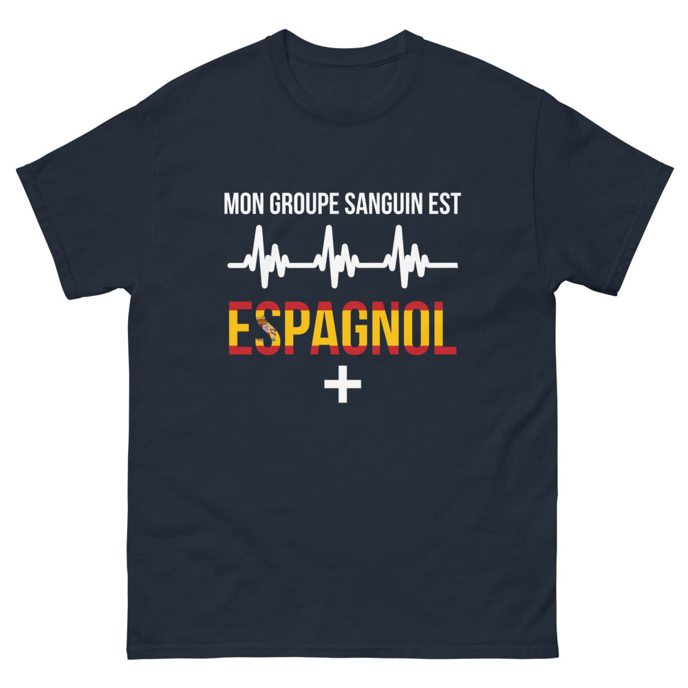 T-shirt Espagne marine - Mon groupe sanguin est espagnol