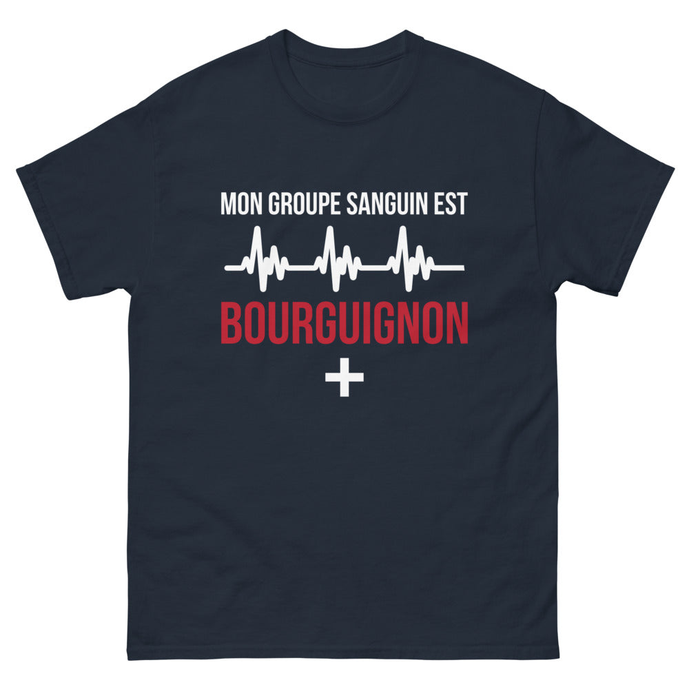 T-shirt Bourgogne marine - Mon groupe sanguin est Bourguignon
