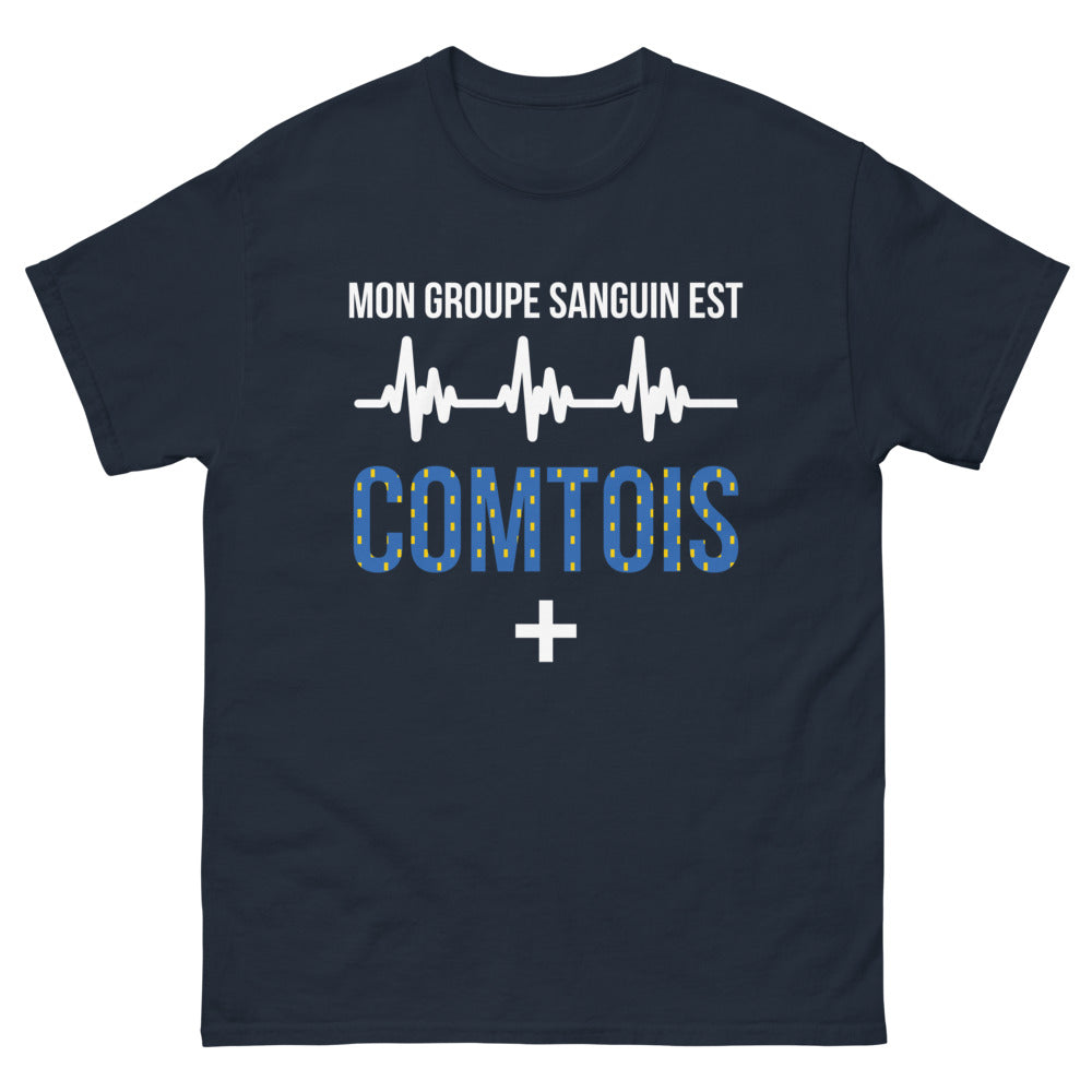 T-shirt Franche-Comté marine - Mon groupe sanguin est comtois