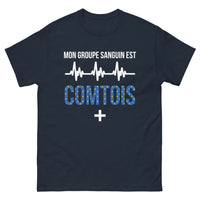 Thumbnail for T-shirt Franche-Comté marine - Mon groupe sanguin est comtois